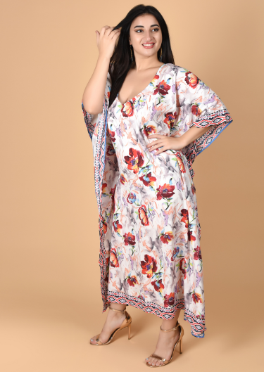 Fabric Modal Satin Free Size Kaftan