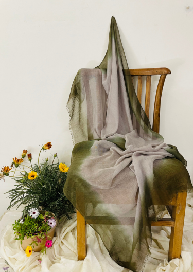 Fabric Wool 85% Silk 15% Ombre And Tye Dye Scarf