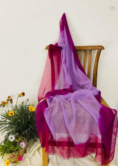 Fabric Wool 85% Silk 15% Ombre And Tye Dye Scarf