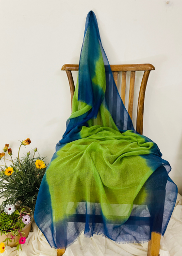 Fabric Wool 85% Silk 15% Ombre And Tye Dye Scarf