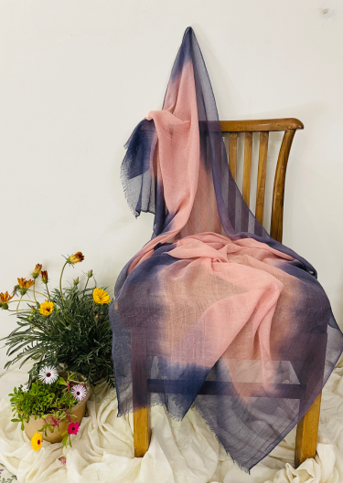 Fabric Wool 85% Silk 15% Ombre And Tye Dye Scarf 